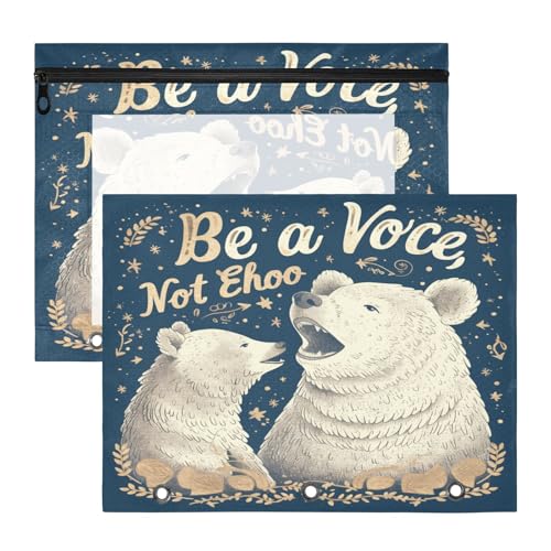 aidingzhi Federmäppchen, Klarsichtfenster, 3 Löcher, für 3 Ringe, 2 Stück, Lehrer, Klassenzimmer, Zubehör, "Be A Voice", weißer Bär aidingzhi Federmäppchen, Klarsichtfenster, 3 Löcher, für 3 Ringe, 2 Stück, Lehrer, Klassenzimmer, Zubehör, "Be A Voice", weißer Bär von aidingzhi