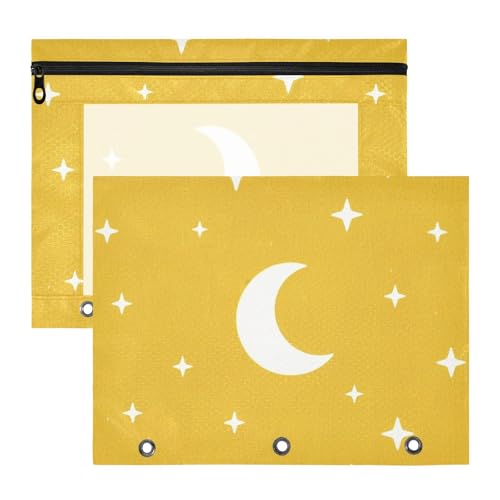 aidingzhi Federmäppchen mit 3 Löchern für A4-Papier, Briefe, 2 Stück, Studenten, Büro, Kind, Stern und Mond, Gelb aidingzhi Federmäppchen mit 3 Löchern für A4-Papier, Briefe, 2 Stück, Studenten, Büro, Kind, Stern und Mond, Gelb von aidingzhi