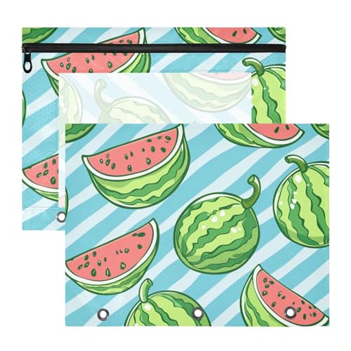 aidingzhi Ordnertaschen mit glatten Reißverschlüssen, 3-Loch-Tasche für 3 Ringe, 2 Stück, Studenten, Klasse, mehrfarbig, Grün, Wassermelone, Hellblau gestreift, Cartoon-Stil aidingzhi Ordnertaschen mit glatten Reißverschlüssen, 3-Loch-Tasche für 3 Ringe, 2 Stück, Studenten, Klasse, mehrfarbig, Grün, Wassermelone, Hellblau gestreift, Cartoon-Stil von aidingzhi