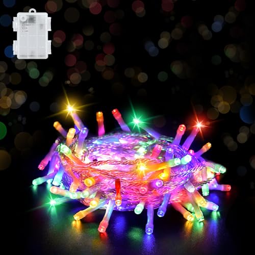 aifulo Lichterkette Außen Batterie Bunt, 3M 30 LED Lichterkette mit Timer (6 Stunden AN | 18 Stunden AUS), IP65 Wasserdicht Lichterkette Batterie für Ostern Zimmer Party Weihnachten Innen Außen von aifulo