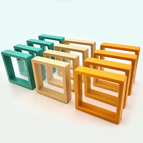 ailison 12 Stück 3D-Präsentationsständer, schwebender Rahmen, Schmuckschatulle, Geschenkbox, Ornament-Organizer, kleine Reise-Schmuckschatulle, PE-Folie, Anti-Oxidation, stapelbar (8.9x8.9 cm, Typ 4) von ailison