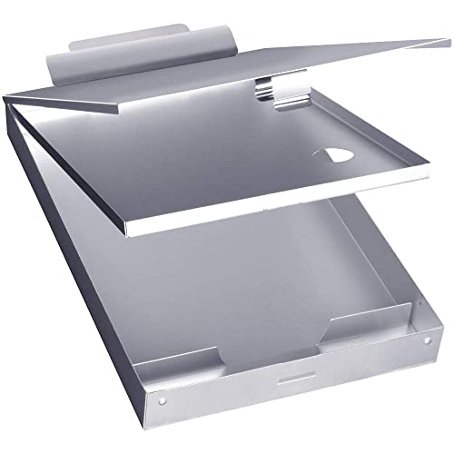 Metall-Klemmbrett mit Aufbewahrungsbox, Aluminium-Klemmbretter, Metall-Binder-Formhalter mit hoher Kapazität Clip, obere Scharnieröffnung für Schwerlast, Krankenpflege, Patrouille, Büro-Profis von aiqoo