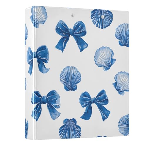 3-Ringbuch mit Muschelschleife, blau, 3,8 cm, 3 Ringbücher mit Klemmbrett, passend für 21,6 x 27,9 cm, 3 transparente Innenfächer aus PVC für Bürobedarf von alaza