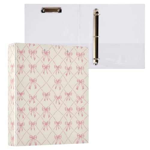 3-Ringbuch mit rosa Schleife, Rhombus, kariert, 3,8 cm, 1 Packung mit 200 Blatt, für Kinder, Schulbedarf, Damen, Herren, Büro von alaza