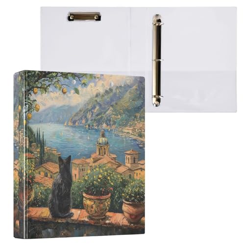 ALAZA 3-Ringbuch mit Katzenansicht und Italien, 3,8 cm, runder Ringordner mit Klemmbrett, runder Ringordner mit 3 transparenten Innentaschen für Zuhause, Büro, Arbeit, 1 Stück ALAZA 3-Ringbuch mit Katzenansicht und Italien, 3,8 cm, runder Ringordner mit Klemmbrett, runder Ringordner mit 3 transparenten Innentaschen für Zuhause, Büro, Arbeit, 1 Stück von alaza