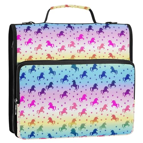 ALAZA Einhorn-Ordner mit Reißverschluss, 3,8 cm, Regenbogenfarben, Organizer mit Schultergurt und Griff, für Zuhause, Büro, Arbeit ALAZA Einhorn-Ordner mit Reißverschluss, 3,8 cm, Regenbogenfarben, Organizer mit Schultergurt und Griff, für Zuhause, Büro, Arbeit von alaza