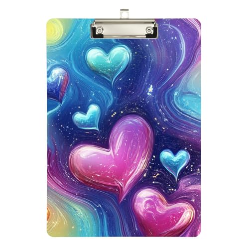 ALAZA Geometrisches Klemmbrett mit Regenbogen-Herzen, Marmor, 22,9 x 32,5 cm, A4, Acryl-Klemmbretter mit flachem Profil-Clip für Zuhause, Büro, Männer und Frauen, silberfarbener Clip ALAZA Geometrisches Klemmbrett mit Regenbogen-Herzen, Marmor, 22,9 x 32,5 cm, A4, Acryl-Klemmbretter mit flachem Profil-Clip für Zuhause, Büro, Männer und Frauen, silberfarbener Clip von alaza