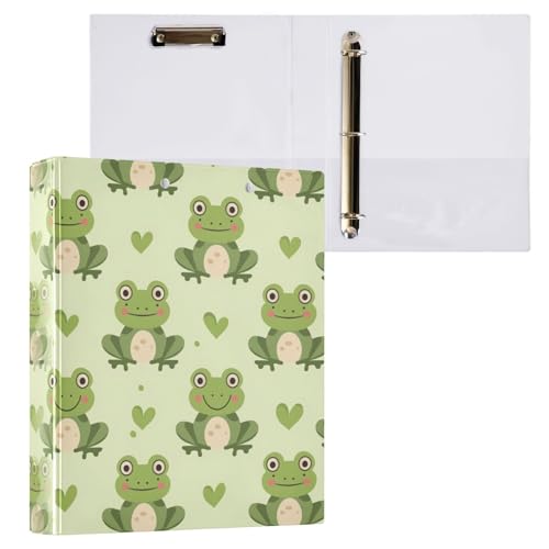 ALAZA Klemmbrett mit 3 Ringen, Frosch, niedliches Tier-Klemmbrett, rund, hält 3,8 cm, 3,8 cm, Ordner mit drei Ringen, robuste Ordner für Schule, Bürobedarf, 1 Stück von alaza