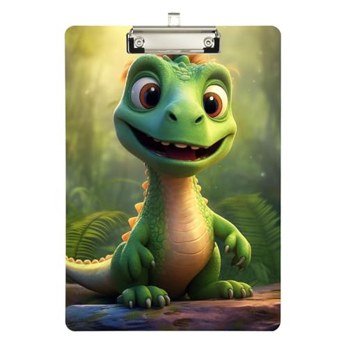 ALAZA Niedliches Dinosaurier-Klemmbrett 22,9 x 32,5 cm, A4 Briefgröße, Acryl-Klemmbretter mit niedrigem Profil-Clip für Zuhause, Büro, Männer und Frauen, silberfarbener Clip ALAZA Niedliches Dinosaurier-Klemmbrett 22,9 x 32,5 cm, A4 Briefgröße, Acryl-Klemmbretter mit niedrigem Profil-Clip für Zuhause, Büro, Männer und Frauen, silberfarbener Clip von alaza
