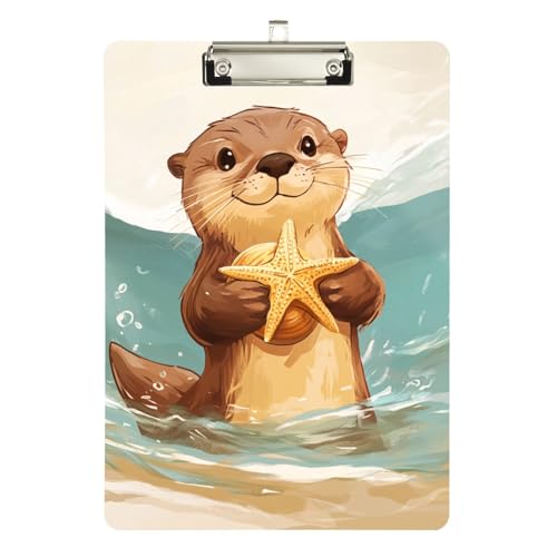 ALAZA Niedliches Otter-Klemmbrett mit Seestern, 22,9 x 32,5 cm, A4, Acryl-Klemmbretter mit flachem Profil-Clip für Zuhause, Büro, Männer und Frauen, silberfarbener Clip ALAZA Niedliches Otter-Klemmbrett mit Seestern, 22,9 x 32,5 cm, A4, Acryl-Klemmbretter mit flachem Profil-Clip für Zuhause, Büro, Männer und Frauen, silberfarbener Clip von alaza