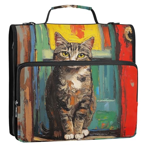 ALAZA Retro-Katzen-Reißverschluss, 3,8 cm, 3-Ringordner, Organizer mit Schultergurt und Griff, für Zuhause, Büro, Arbeit ALAZA Retro-Katzen-Reißverschluss, 3,8 cm, 3-Ringordner, Organizer mit Schultergurt und Griff, für Zuhause, Büro, Arbeit von alaza