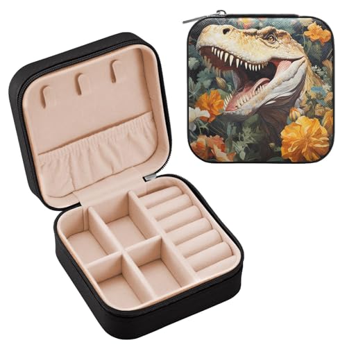 ALAZA Schmuckkästchen für Damen, Mädchen, Dinosaurier und Blumen, kleine Reise-Schmuckschatulle, tragbare Schmuckaufbewahrung, Aufbewahrungsbox, PU-Leder, für Ringe, Ohrringe, Halsketten, Geschenke ALAZA Schmuckkästchen für Damen, Mädchen, Dinosaurier und Blumen, kleine Reise-Schmuckschatulle, tragbare Schmuckaufbewahrung, Aufbewahrungsbox, PU-Leder, für Ringe, Ohrringe, Halsketten, Geschenke von alaza