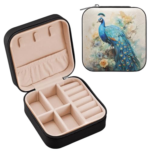 ALAZA Schmuckkästchen für Damen und Mädchen, Pfau, klein, Reise-Schmuckschatulle, tragbare Schmuck-Aufbewahrungsbox, PU-Leder, für Ringe, Ohrringe, Halsketten, Geschenke ALAZA Schmuckkästchen für Damen und Mädchen, Pfau, klein, Reise-Schmuckschatulle, tragbare Schmuck-Aufbewahrungsbox, PU-Leder, für Ringe, Ohrringe, Halsketten, Geschenke von alaza