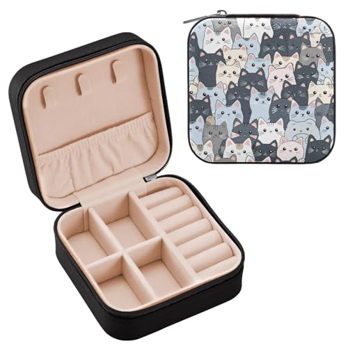 ALAZA Schmuckkästchen für Frauen und Mädchen, niedliche Katze, kleine Reise-Schmuckschatulle, tragbare Schmuckaufbewahrung, Aufbewahrungsbox, PU-Leder, für Ringe, Ohrringe, Halsketten, Geschenke ALAZA Schmuckkästchen für Frauen und Mädchen, niedliche Katze, kleine Reise-Schmuckschatulle, tragbare Schmuckaufbewahrung, Aufbewahrungsbox, PU-Leder, für Ringe, Ohrringe, Halsketten, Geschenke von alaza