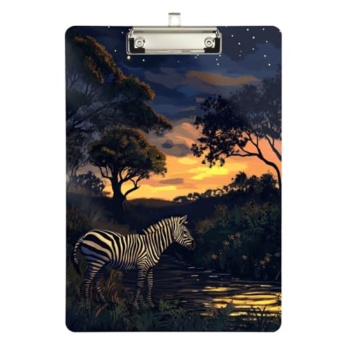 ALAZA Zebra at Night Klemmbrett 22,9 x 32,5 cm, A4 Briefgröße, Acryl-Klemmbretter mit niedrigem Profil-Clip für Zuhause, Büro, Männer und Frauen, silberfarbener Clip ALAZA Zebra at Night Klemmbrett 22,9 x 32,5 cm, A4 Briefgröße, Acryl-Klemmbretter mit niedrigem Profil-Clip für Zuhause, Büro, Männer und Frauen, silberfarbener Clip von alaza