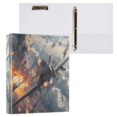 Fighter Jets in Action 3-Ringbuch, 3,8 cm, 1 Packung mit 200 Blatt, für Kinder, Schulbedarf, Damen, Herren, Büro von alaza