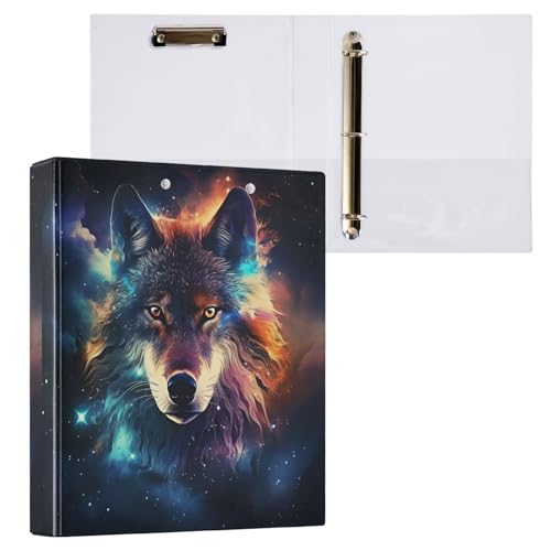 Galaxy Colorful Wolf 3-Ringbuch, 3,8 cm, 1 Packung mit 200 Blatt, für Kinder, Schulbedarf, Damen, Herren, Büro von alaza
