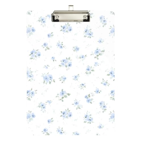 Klemmbrett mit blauen Blumen, A4, Briefgröße, Acryl, dekoratives Klemmbrett mit niedrigem Profil, für Büro, Damen, Herren, Schule, Studenten, Kinder, 31,8 x 22,9 cm, silberfarbener Clip Klemmbrett mit blauen Blumen, A4, Briefgröße, Acryl, dekoratives Klemmbrett mit niedrigem Profil, für Büro, Damen, Herren, Schule, Studenten, Kinder, 31,8 x 22,9 cm, silberfarbener Clip von alaza