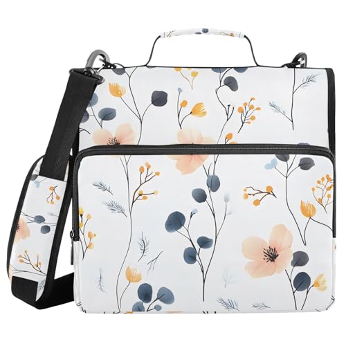 Ordner mit 3 Ringen, Reißverschluss, mit Schultergurt, Blume, Wildblume, 3,8 cm, großes Fassungsvermögen, mehrere Taschen, für Schule, Bürobedarf Ordner mit 3 Ringen, Reißverschluss, mit Schultergurt, Blume, Wildblume, 3,8 cm, großes Fassungsvermögen, mehrere Taschen, für Schule, Bürobedarf von alaza
