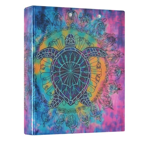 Ordner mit 3 Ringen, Schildkröte, Mandala, nautisches Ozean, Küste, 3,8 cm, 3,8 cm, 3 Ringbücher mit Klemmbrett, passend für 21,6 x 27,9 cm, 3 transparente Innenfächer aus PVC für Bürobedarf von alaza