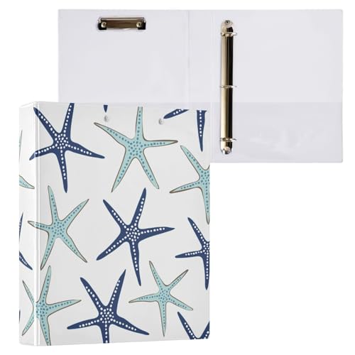 Ordner mit 3 Ringen, Strandküste, Seestern, 3,8 cm, 3 Ringbücher mit Klemmbrett, passend für 21,6 x 27,9 cm, 3 transparente Innenfächer aus PVC für Bürobedarf Ordner mit 3 Ringen, Strandküste, Seestern, 3,8 cm, 3 Ringbücher mit Klemmbrett, passend für 21,6 x 27,9 cm, 3 transparente Innenfächer aus PVC für Bürobedarf von alaza