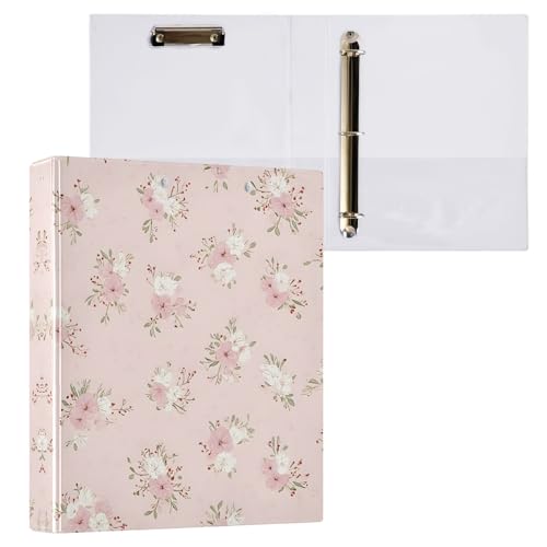 Ringbuch mit 3 Ringen, 3,8 cm, D-Ringe mit Clipbaord-Ordnern, rosa Blumenmuster, Vintage-Stil, Bürobedarf, Einband, personalisierbar Ringbuch mit 3 Ringen, 3,8 cm, D-Ringe mit Clipbaord-Ordnern, rosa Blumenmuster, Vintage-Stil, Bürobedarf, Einband, personalisierbar von alaza