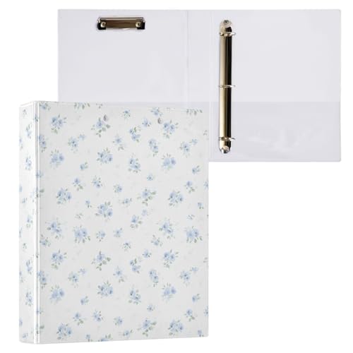 Ringbuch mit 3 Ringen, Blumenmuster, 3,8 cm, Blau, 1 Packung mit 200 Blatt, für Kinder, Schulbedarf, Damen, Herren, Büro von alaza