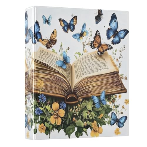 Ringbuch mit 3 Ringen, Schmetterlingen, 3,8 cm, 3 Ringbücher mit Klemmbrett, passend für 21,6 x 27,9 cm, 3 transparente Innenfächer aus PVC für Bürobedarf Ringbuch mit 3 Ringen, Schmetterlingen, 3,8 cm, 3 Ringbücher mit Klemmbrett, passend für 21,6 x 27,9 cm, 3 transparente Innenfächer aus PVC für Bürobedarf von alaza