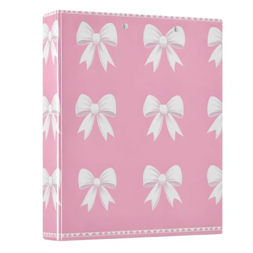 Ringbuch mit 3 Ringen, weiße Schleifen, Rosa, 3,8 cm, 3 Ringbücher mit Klemmbrett, 3 transparente PVC-Taschen für Bürobedarf Ringbuch mit 3 Ringen, weiße Schleifen, Rosa, 3,8 cm, 3 Ringbücher mit Klemmbrett, 3 transparente PVC-Taschen für Bürobedarf von alaza