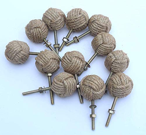 Knotty Türknäufe, nautische Schubladengriffe, Juteseil, Schubladengriffe, 12 Stück Knotty Türknäufe, nautische Schubladengriffe, Juteseil, Schubladengriffe, 12 Stück von alfiya nautical store