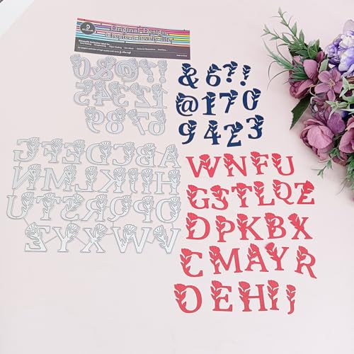 Alinacutle 1 x Blumen-Buchstaben und 1 x Zahlen-Stanzform aus Metall für handgefertigte Kartenherstellung, Scrapbooking, Album, Papier, Festival, DIY-Geschenke, Verpackung, Kunst, Tempalte Alinacutle 1 x Blumen-Buchstaben und 1 x Zahlen-Stanzform aus Metall für handgefertigte Kartenherstellung, Scrapbooking, Album, Papier, Festival, DIY-Geschenke, Verpackung, Kunst, Tempalte von alinacutle