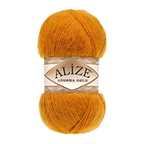 20 % Wolle, 80 % Acryl, weiches Garn, Alize Angora, Goldgarn, Häkeln, 2 Stück, 200 g, 1204 Yds, Spitze, Handstricken, türkisches Garn (234 Spice) von Alize