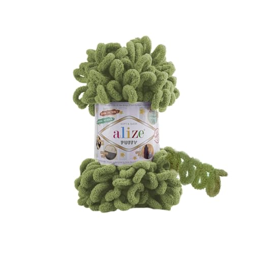 Alize Puffy Baby-Deckengarn, 5 Knäuel, 500 g, 45 m, 100 % Mikropolyester, weiches Garn, Babydeckengarn, Handstrickgarn, super grob, sperrig, gewebtes Kammgarn (485) von Alize