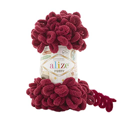 Alize Puffy Babydecke, 5 supergrobe, sperrige Kammgarnknäuel, 500 g, 45,7 m, 100 % Mikropolyester, weiches Garn zum Handstricken, 5 Stück von Alize