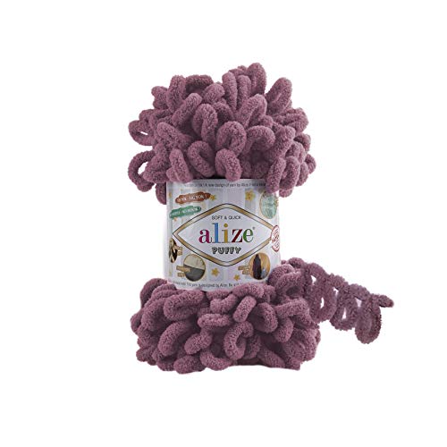 Alize Puffy Babydecke-Garn, 5 Knäuel, 500 g, 45,7 m, 100% Mikro-Polyester, Weiches Handstrickgarn, Supergrob, Sperrig, Gewebt, Waldgarn (28) von Alize