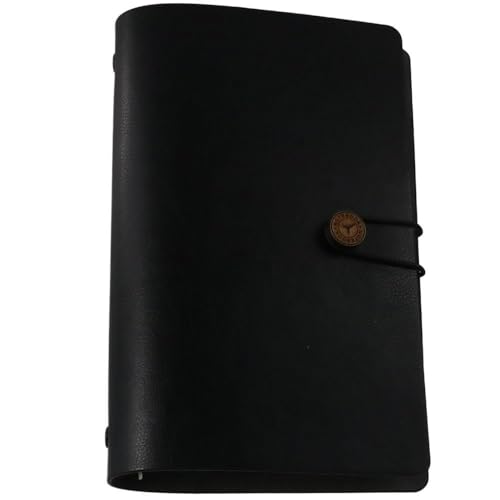 allcoupon A6 PU-Leder-Notizbuch, schwarzer Ordner, nachfüllbar, Tagebuch, 6-Ringbuch, für Büroartikel, (FBACCQ0501/H3CFR) von allcoupon