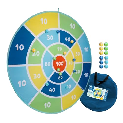 alldoro 60061 XXL Dart-Scheibe, 1x Pop-up-Darts, 12x Klettbälle, 1x Tragetasche, bunt, Ø 142 cm, für Kinder ab 3 Jahren von alldoro