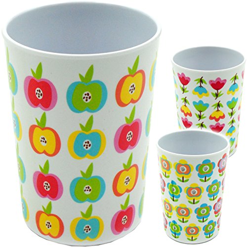 2 Stück Becher - als Trinkbecher/Zahnputzbecher/Malbecher - Bunte Blumen/Blüten - Äpfel - 350 ml - mehrweg - für Erwachsene & Kinder - Mädchen & J.. von alles-meine.de GmbH