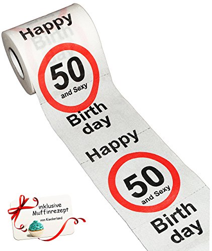 1 Rolle Toilettenpapier - " 50. Geburtstag/fünfzig und Sexy - Happy Birthday " - 28 m - Verkehrsschild - WC Klopapier Klopapier - lustig Klorolle große Ro.. von alles-meine.de GmbH
