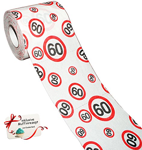 1 Rolle Toilettenpapier - " 60. Geburtstag/Happy Birthday " - 25 m - Verkehrsschild - WC Klopapier Klopapier - lustig Klorolle große Rolle/sechzigster /.. von alles-meine.de GmbH