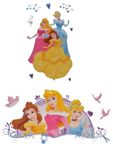 12 tlg. Set: XL 3-D Wandtattoo/Fensterbild/Sticker - Disney Princess Prinzessin - wasserfest - selbstklebend Pop-Up Aufkleber Wandsticker von alles-meine.de GmbH