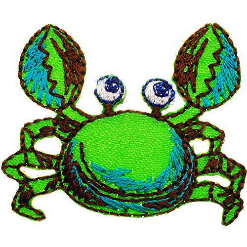 2 Stück Bügelbilder - Krabbe/Krebs - grün - 4,1 cm * 3,6 cm - Aufnäher/Applikation/Aufbügler - gewebt - Bügelflicken/Hosenflicken - Bügelsticker - K.. von alles-meine.de GmbH