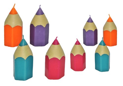 2 TLG. Set: große + kleine Kerze bunter Stift - Kind Schulanfang Tischdeko Steckkerzen Geburtstagskerzen Figurenkerzen von alles-meine.de GmbH