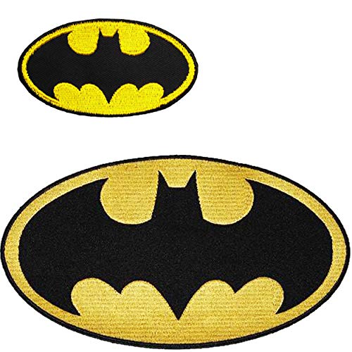 2 tlg. Set Bügelbilder - Batman - Logo Fledermaus - 20,4 cm * 11,4 cm + 8,2 cm * 3,3 cm - Aufnäher/Applikation/Aufbügler - gestickter Flicken - Bügelfli.. von alles-meine.de GmbH