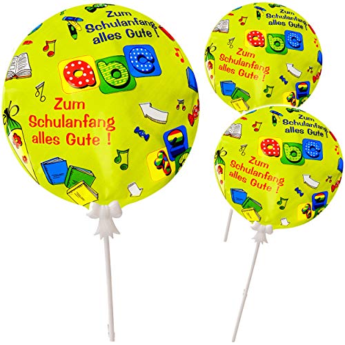 3 Stück kleine - Folien Ballons - " zum Schulanfang alles Gute ! " - selbstaufblasend - Ø 18 cm - Tischdeko - Luftballons/Dekoballon - Blumenstrauß - wass.. von alles-meine.de GmbH