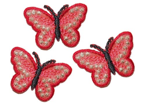 alles-meine.de GmbH 3 er Set Schmetterling rot 3,2 cm * 2,2 cm Bügelbild Aufnäher Applikation rot Glitzer roter Patch alles-meine.de GmbH 3 er Set Schmetterling rot 3,2 cm * 2,2 cm Bügelbild Aufnäher Applikation rot Glitzer roter Patch von alles-meine.de GmbH