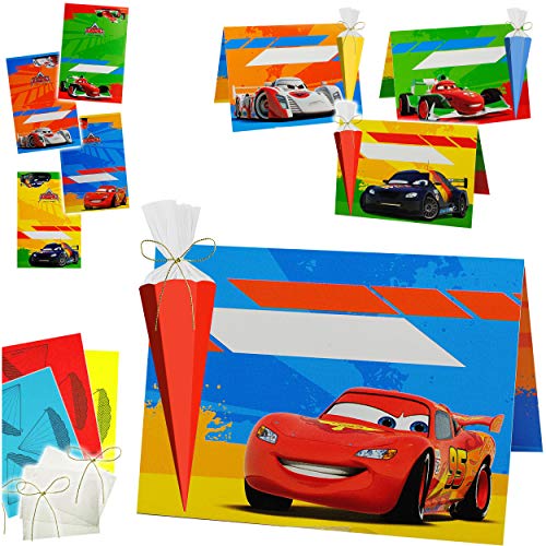 3D Effekt - 12 TLG. Set - Tischkarten/Namenskarten/Platzkarten - Disney Cars - Auto - Lightning McQueen - Schulanfang - Bastelset - Schuleinführung/Schu.. von alles-meine.de GmbH