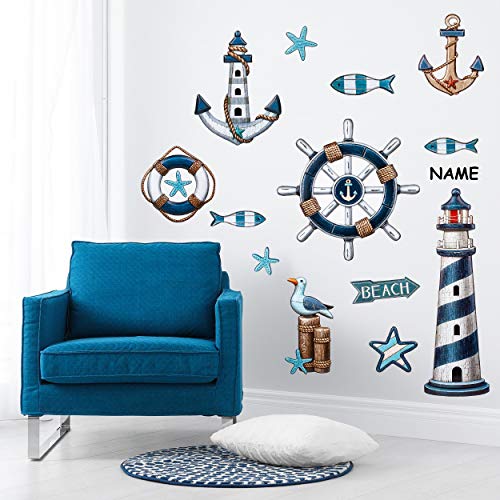 3D Effekt Wandtattoo/Sticker freie Motivwahl 13 TLG. Set - Maritim - Leuchtturm - Anker - inkl. Name - Relief Kunststoff - selbstklebend + wiederverwe.. 3D Effekt Wandtattoo/Sticker freie Motivwahl 13 TLG. Set - Maritim - Leuchtturm - Anker - inkl. Name - Relief Kunststoff - selbstklebend + wiederverwe.. von alles-meine.de GmbH