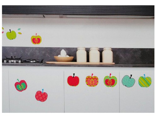 42 tlg. Set XL Wandtattoo bunte Äpfel - Wandsticker Apfel Frucht Obst rosa Aufkleber Wandaufkleber - selbstklebend für Wohnzimmer und Kinderzimmer Deko Sticke von alles-meine.de GmbH