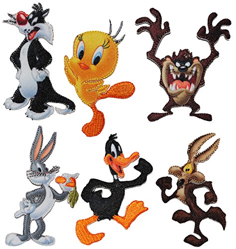 6 tlg. Set: Aufnäher - Looney Tunes - circa 5,4 cm * 7,4 cm - Tweety - Sylvester - Daffy Duck - Bugs Bunny - Coyote - Tasmanischer Teufel - Comic Figur - Büge.. von alles-meine.de GmbH